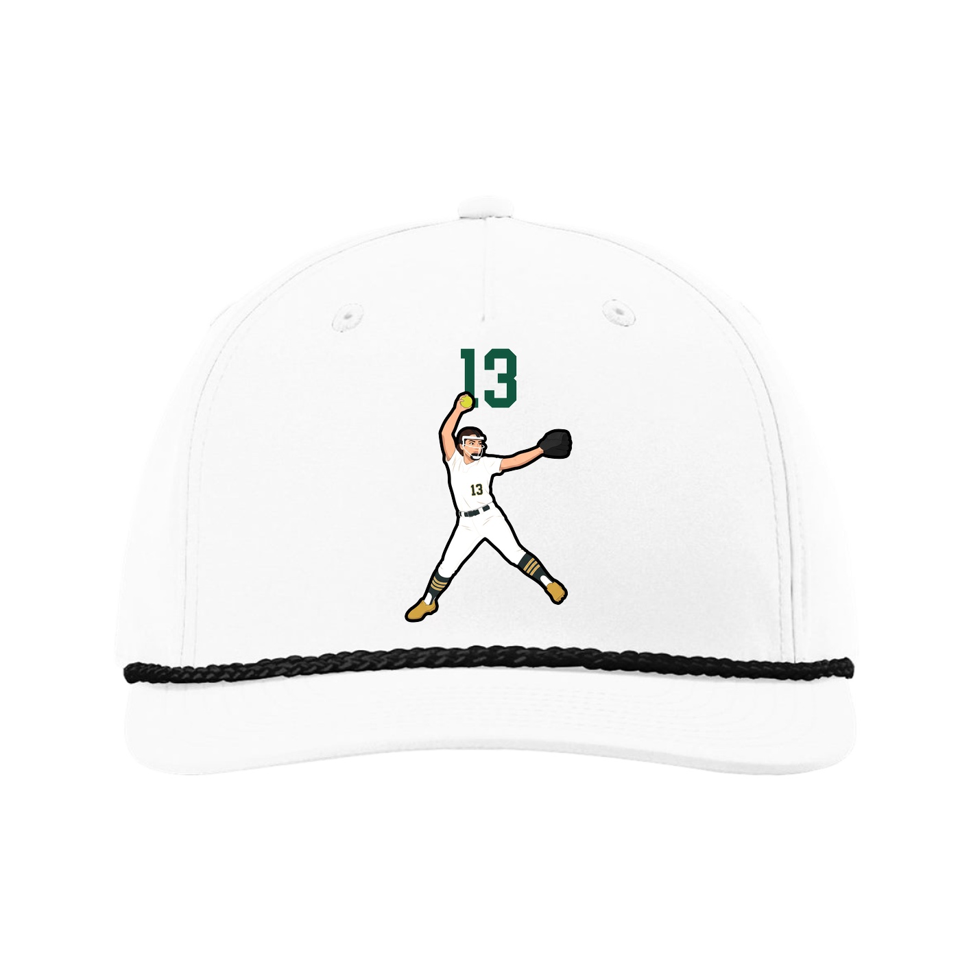 Five-Panel Classic Rope Cap — Number Top in White