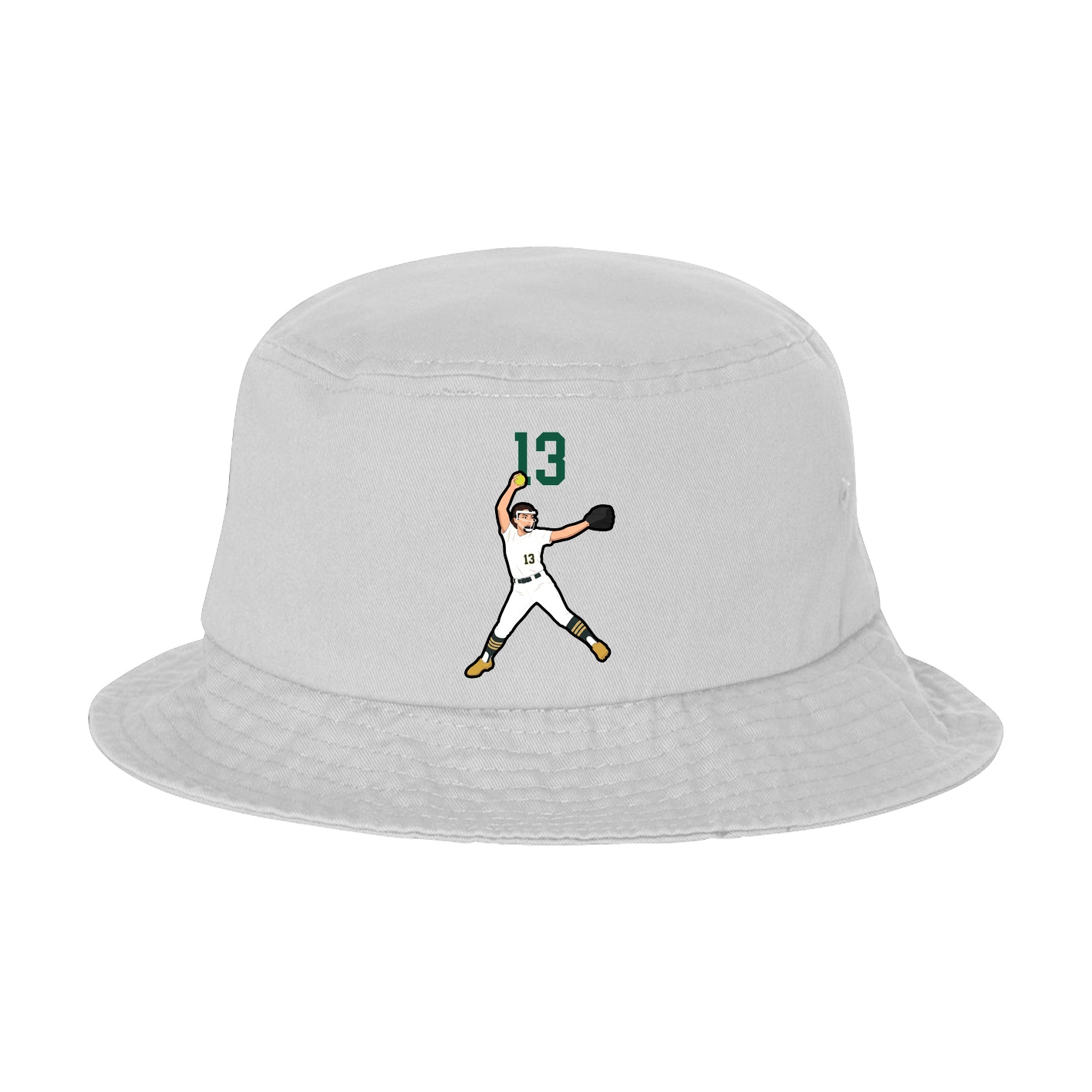 Bucket Cap — Number Top in White