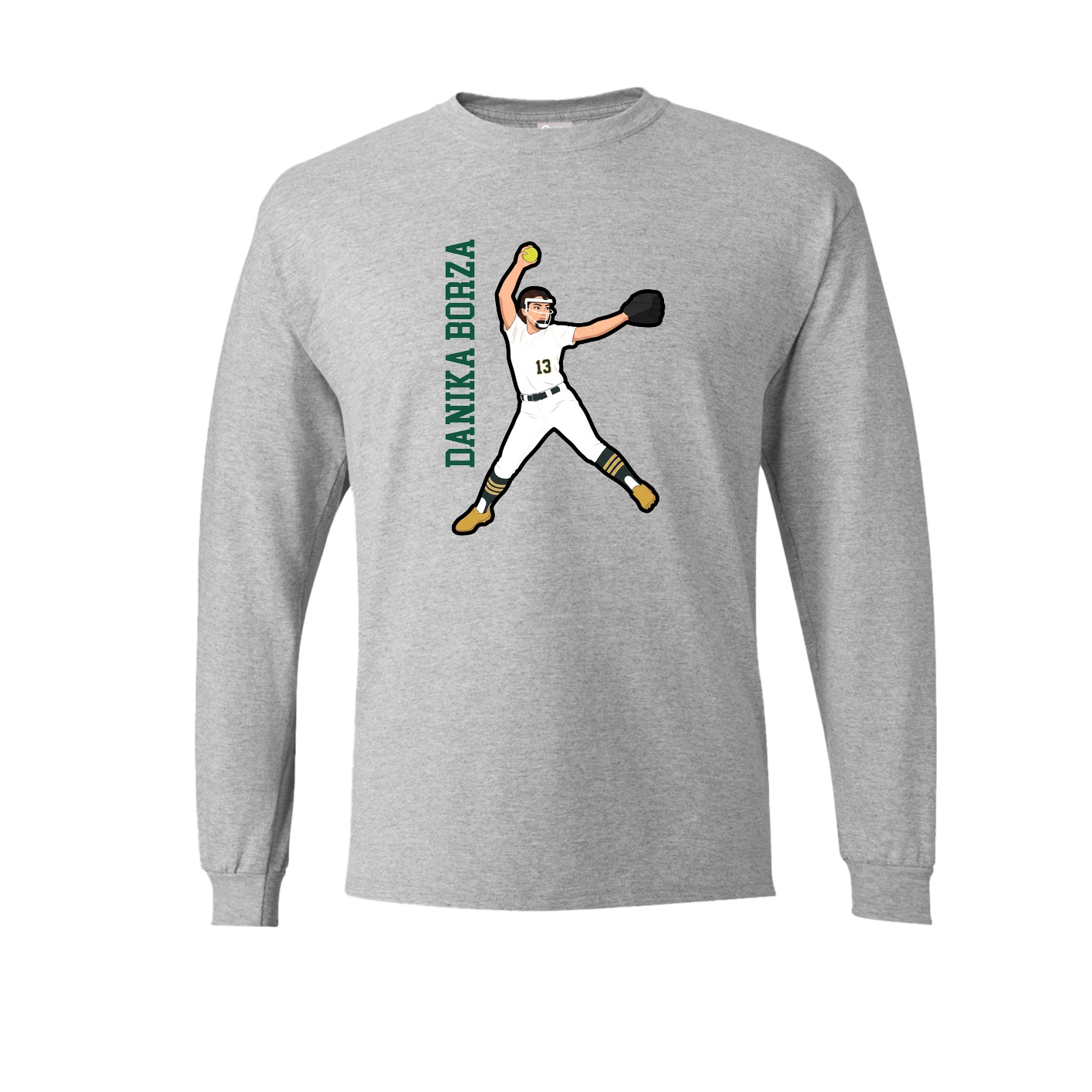 Long Sleeve Tee — Name Vertical in Grey