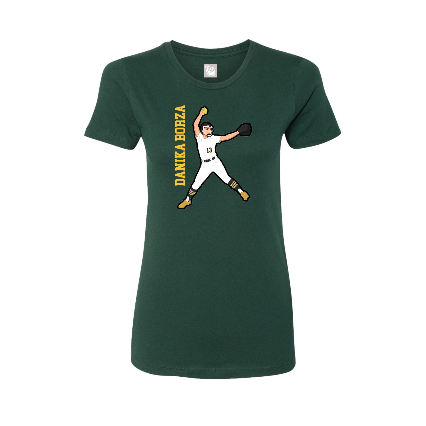 Womens Tee — Name Vertical in Green
