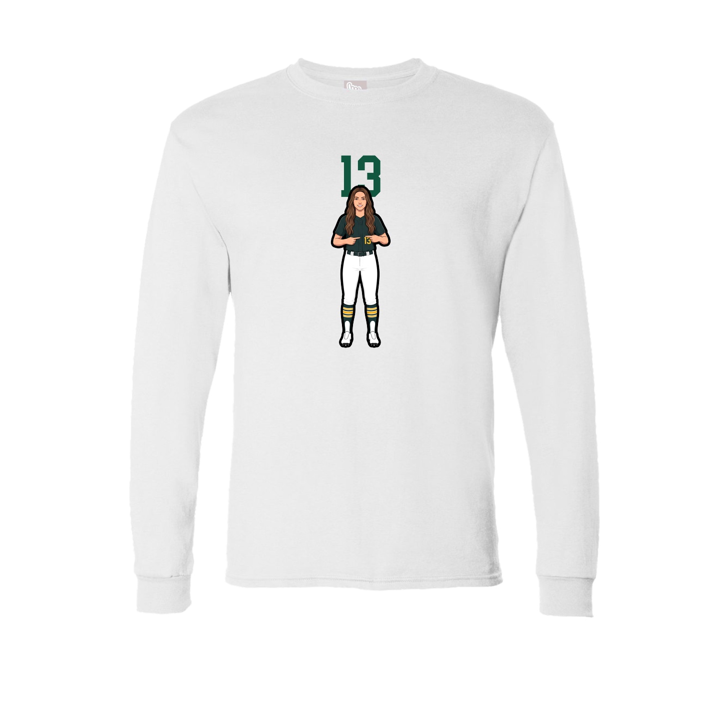 Long Sleeve Tee — Number Top in White
