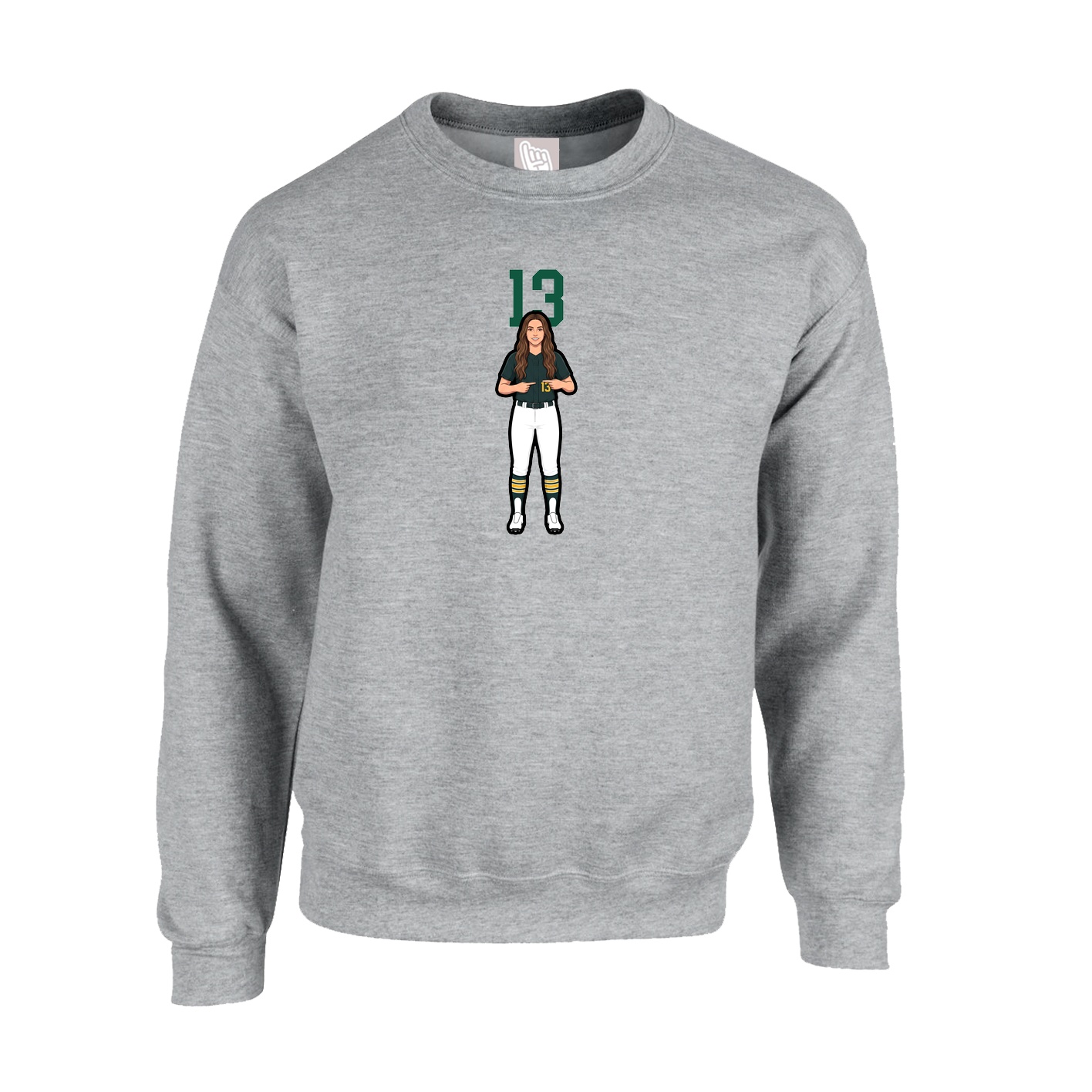 Fleece Crew — Number Top in Grey
