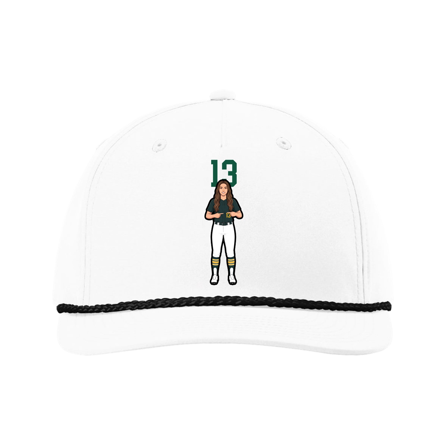 Five-Panel Classic Rope Cap — Number Top in White
