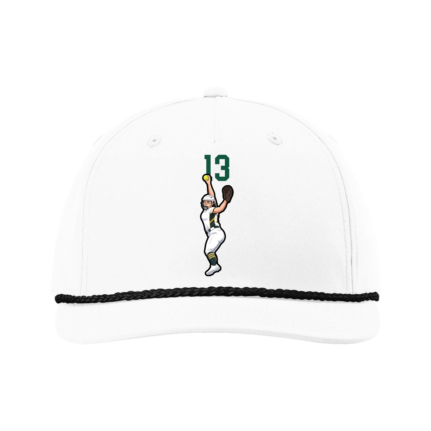 Five-Panel Classic Rope Cap — Number Top in White