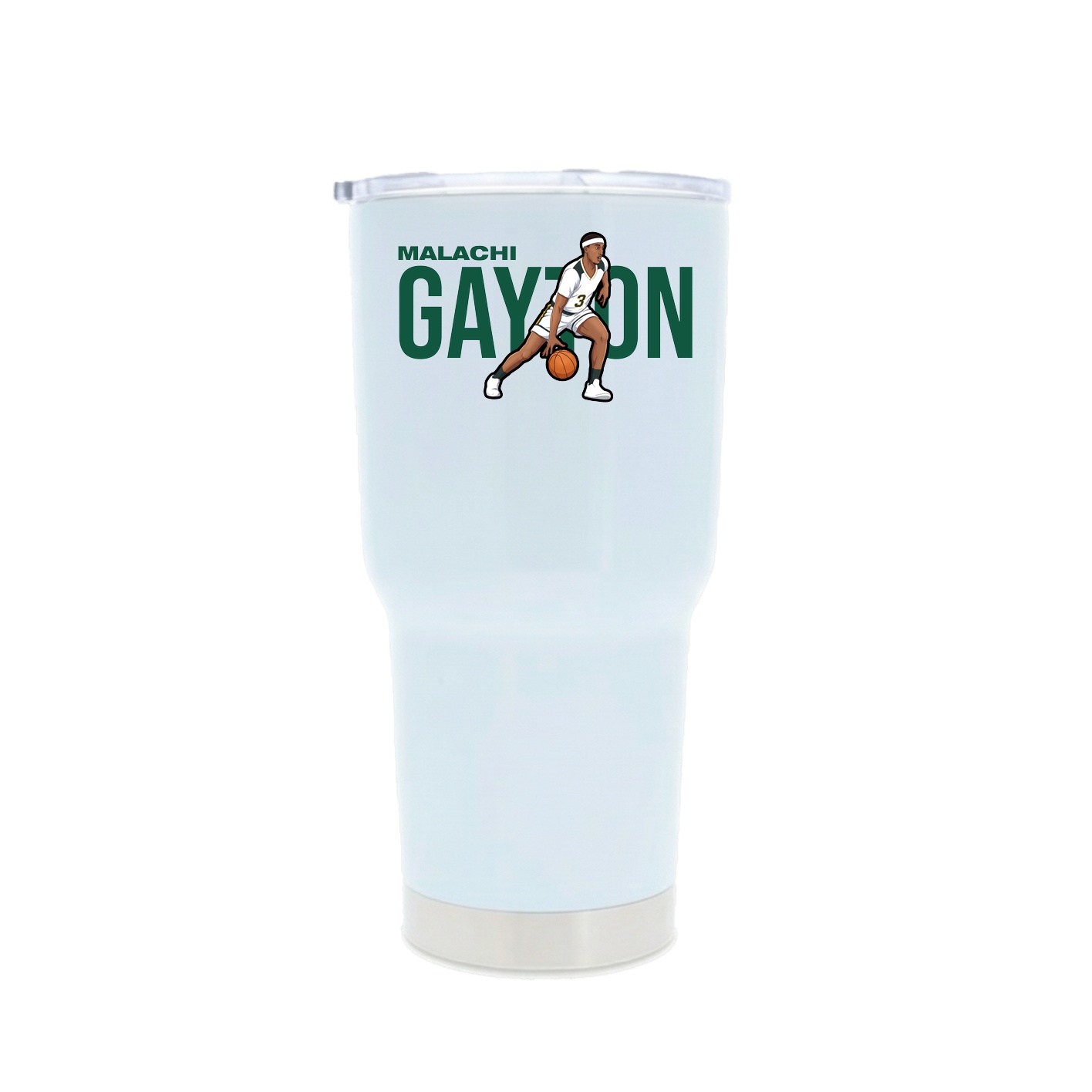 30oz Stainless Steel Tumbler — Player Name in White