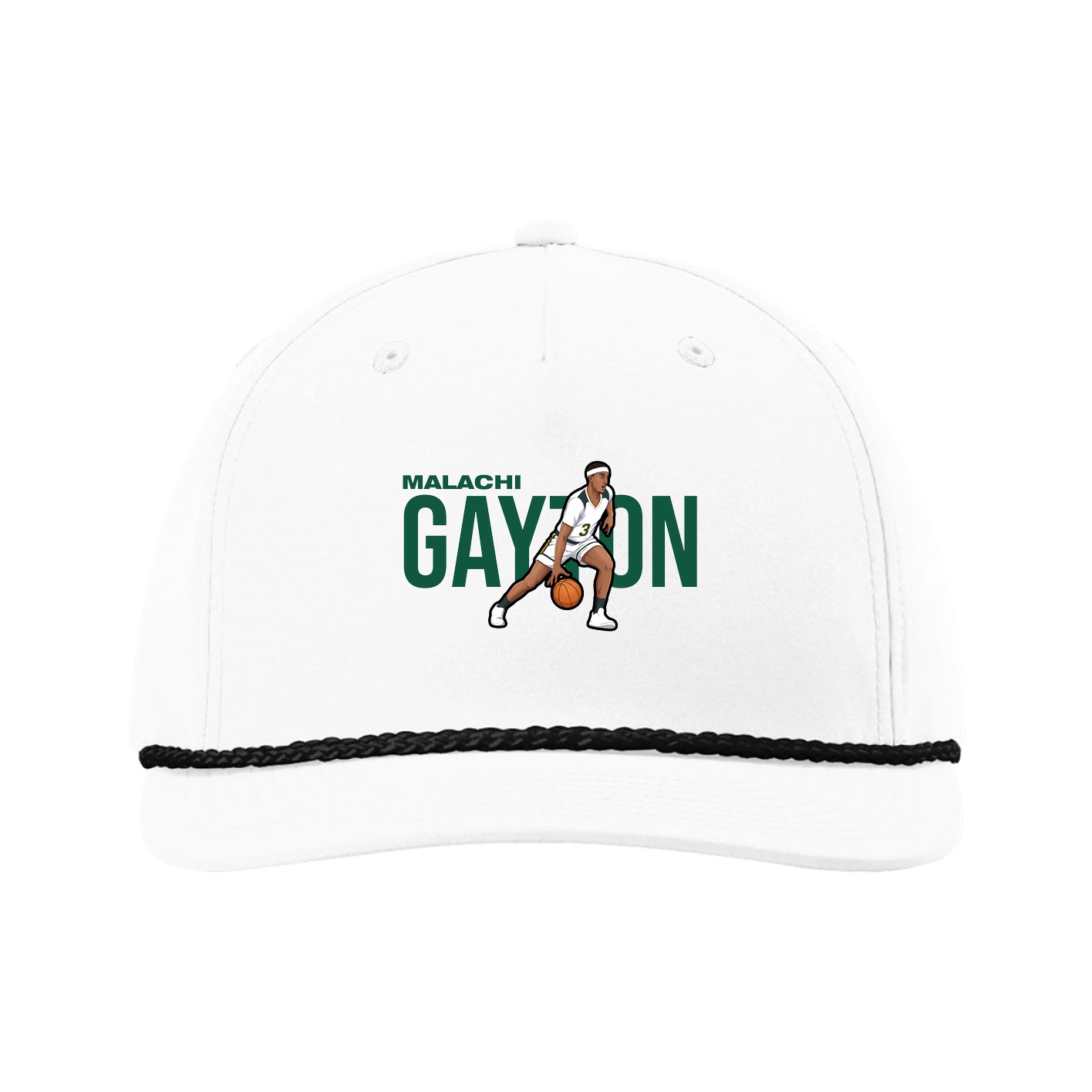 Five-Panel Classic Rope Cap — Player Name in White