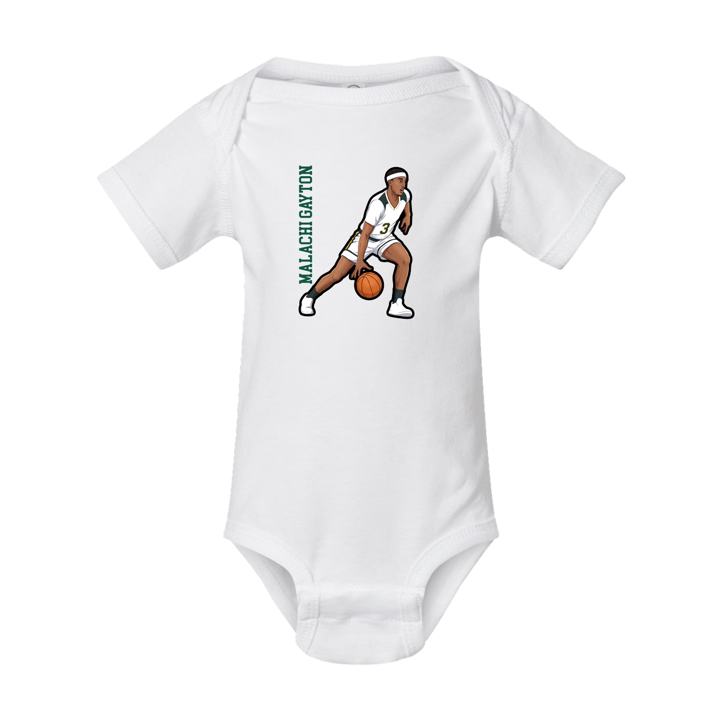 Baby Onesie — Name Vertical in White