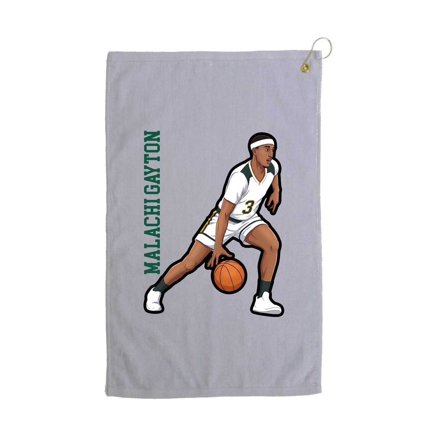 Golf Towel — Name Vertical in Grey