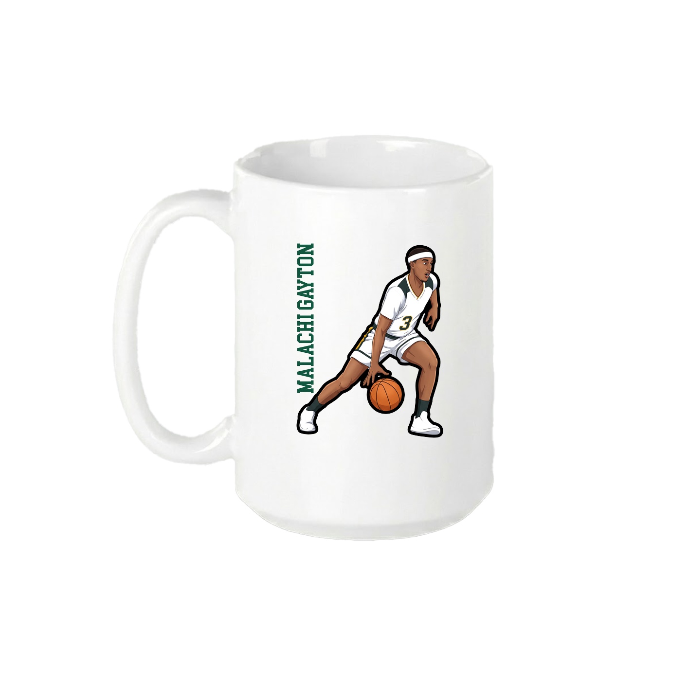15oz Coffee Mug — Name Vertical in White