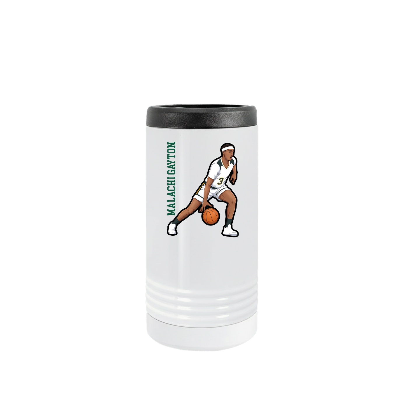 Slim Beverage Holder — Name Vertical in White