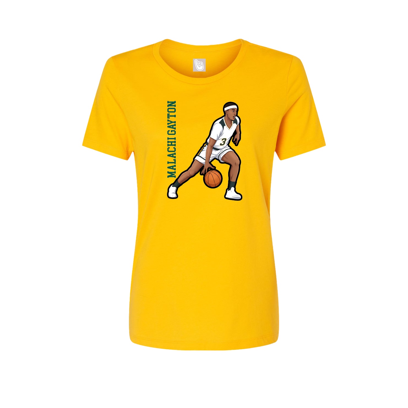 Fitted Women's Tee — Name Vertical in Gold