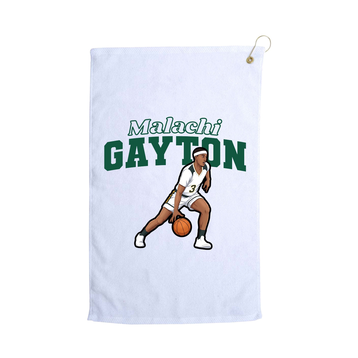 Golf Towel — Name Arch in White