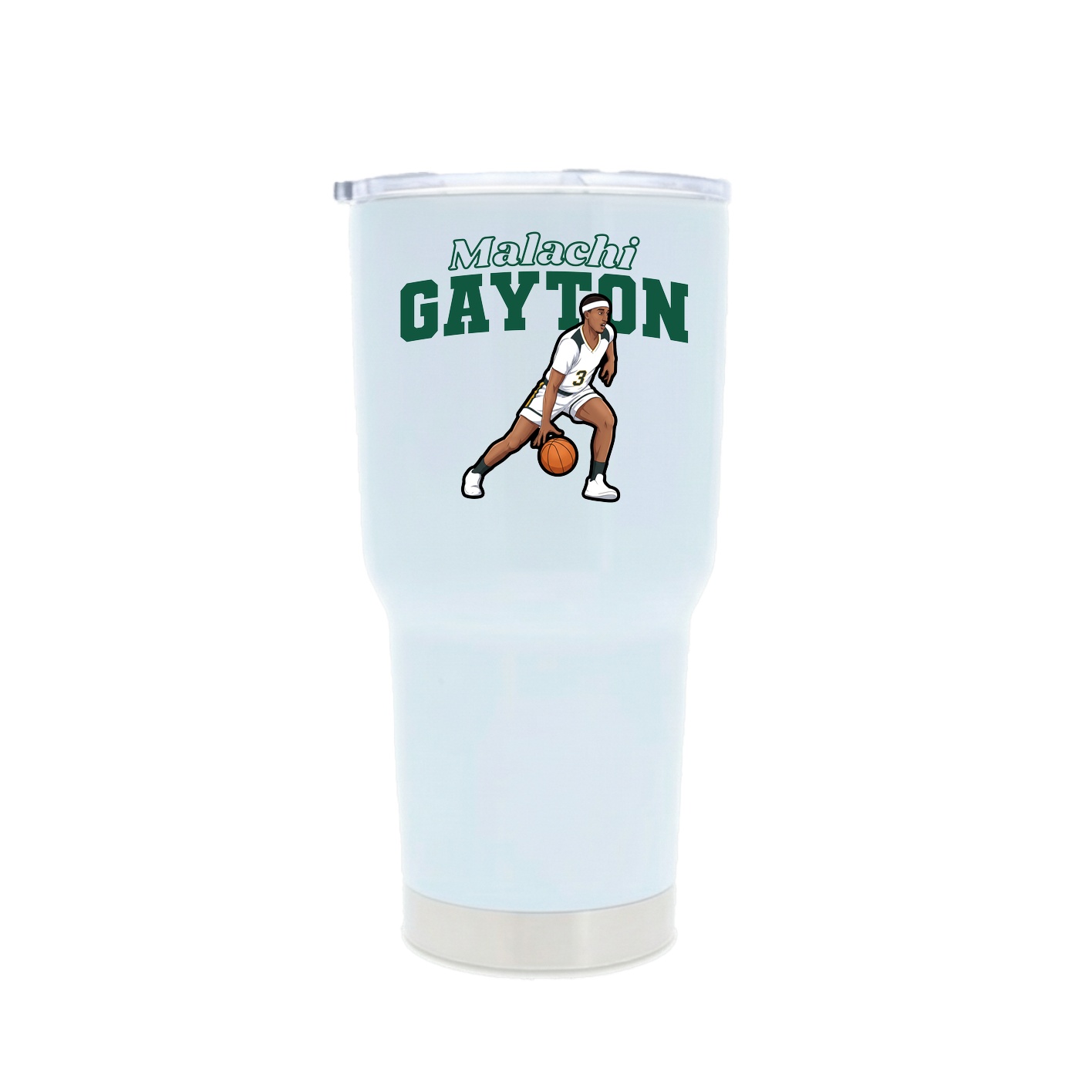 30oz Stainless Steel Tumbler — Name Arch in White
