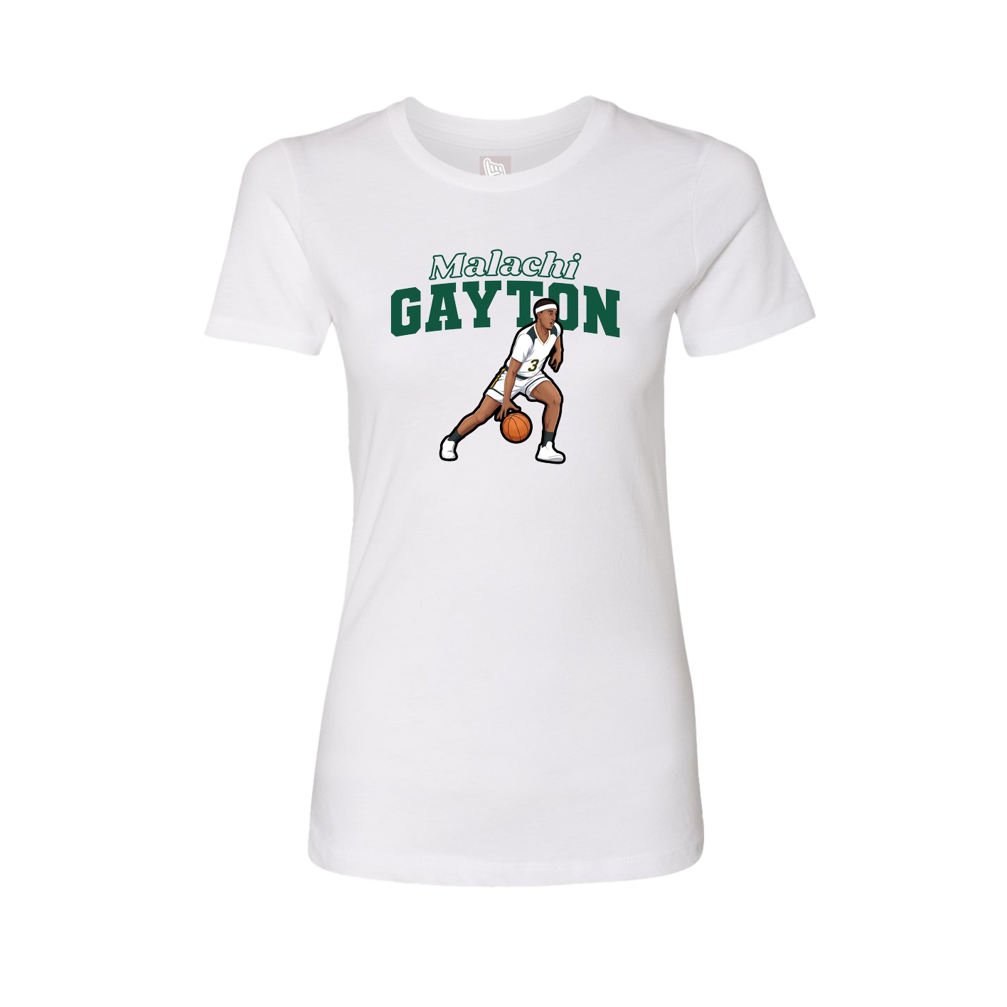 Fitted Women's Tee — Name Arch in White