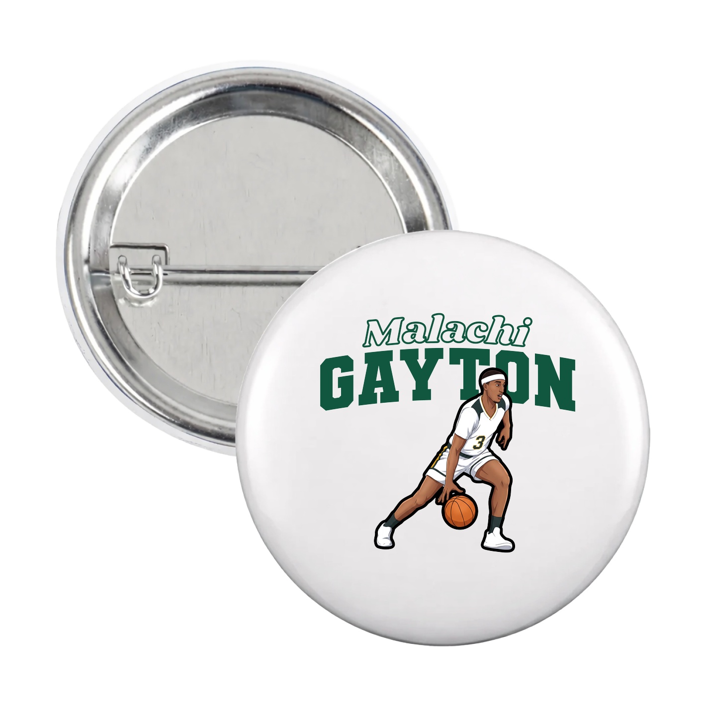 Game Day Button — Name Arch in White