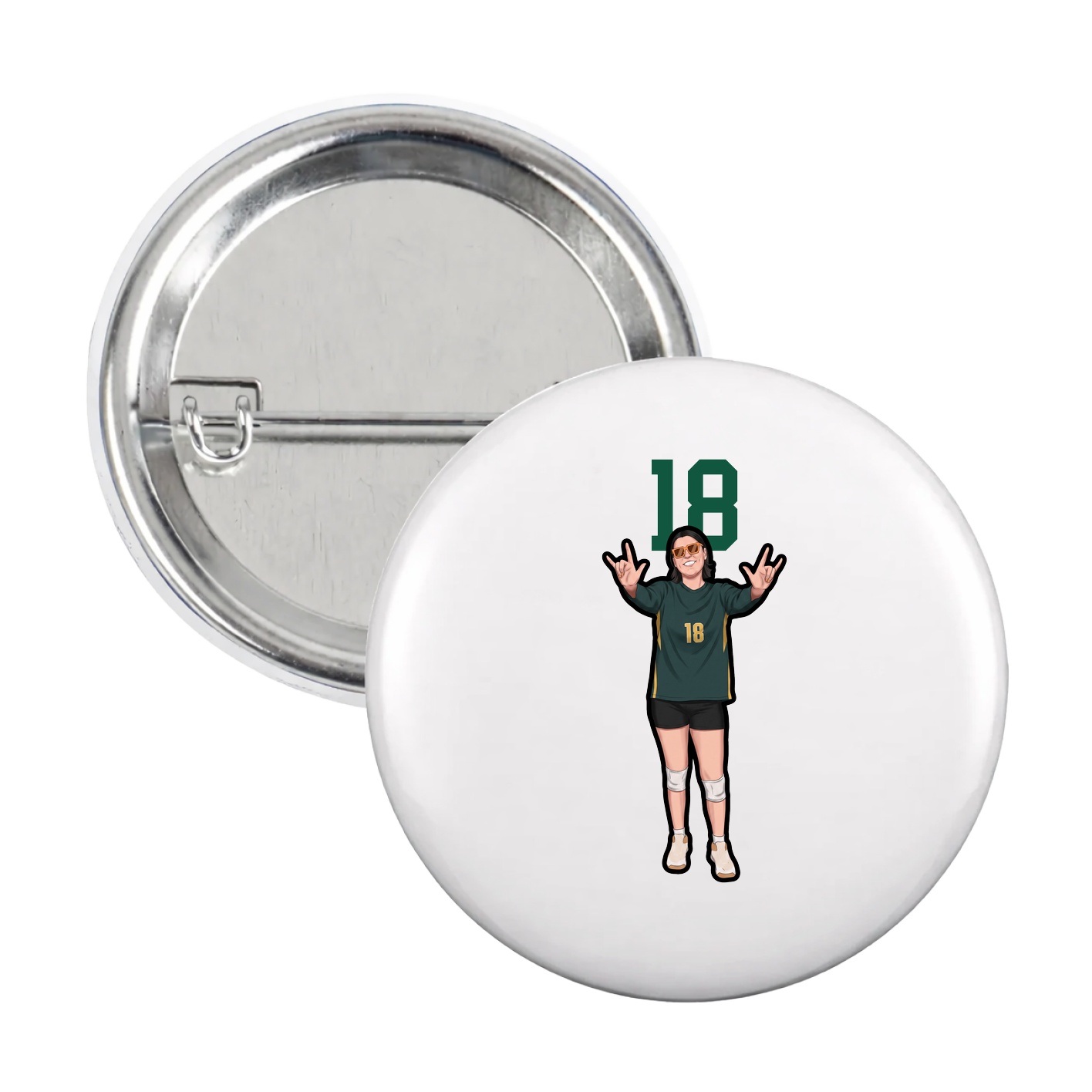 Game Day Button — Number Top in White