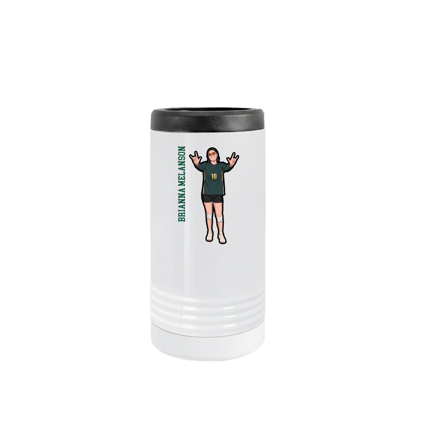 Slim Beverage Holder — Name Vertical in White