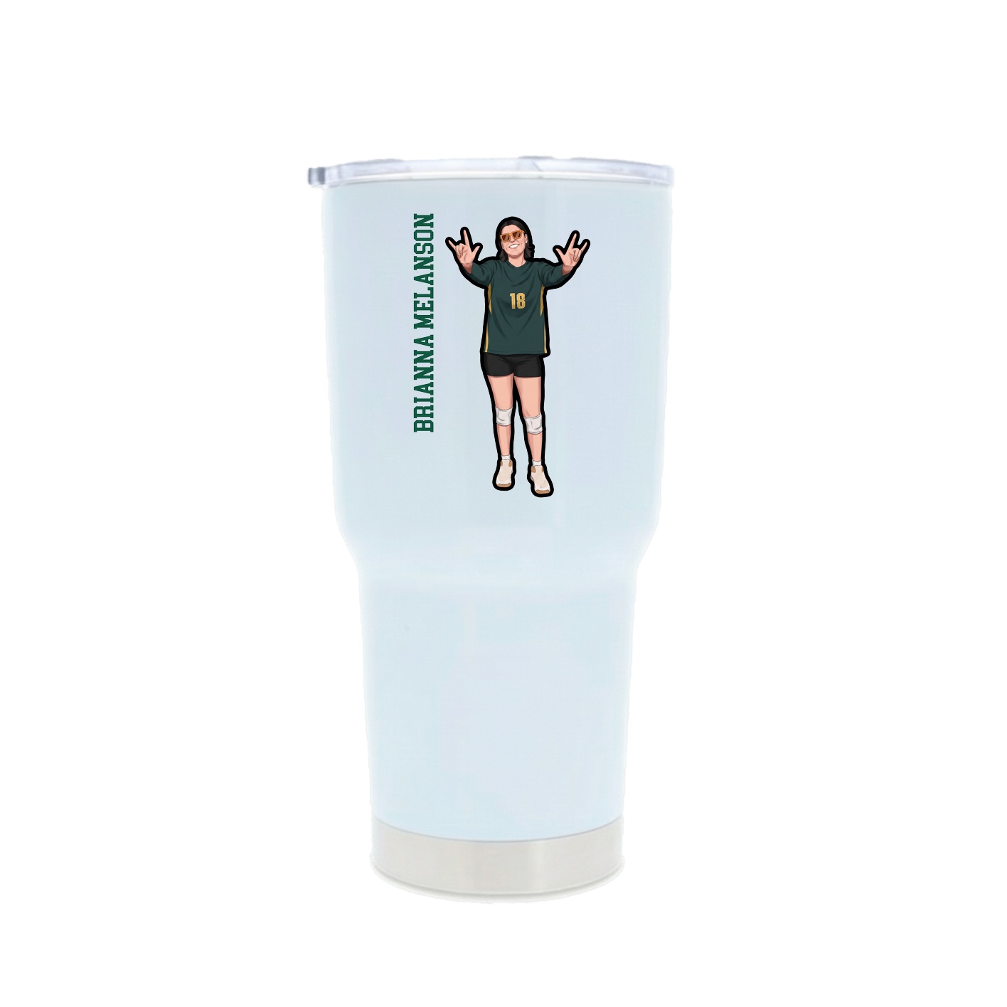 30oz Stainless Steel Tumbler — Name Vertical in White