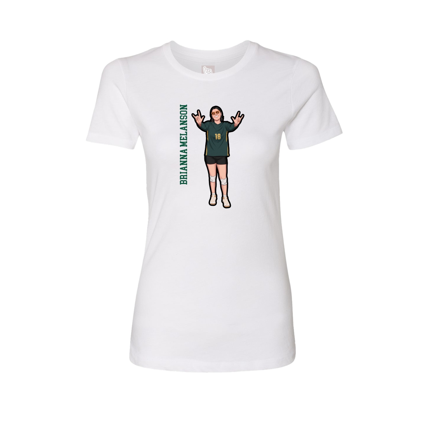 Fitted Women's Tee — Name Vertical in White