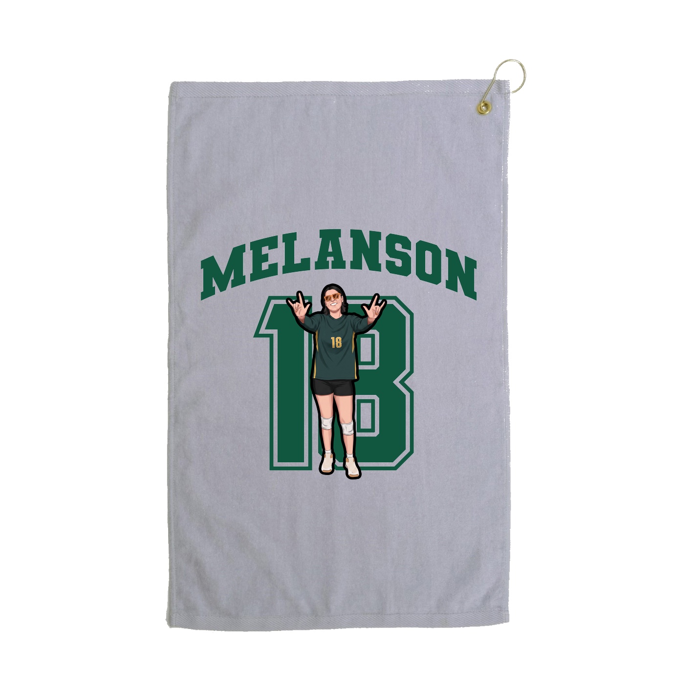 Golf Towel — Number in Grey