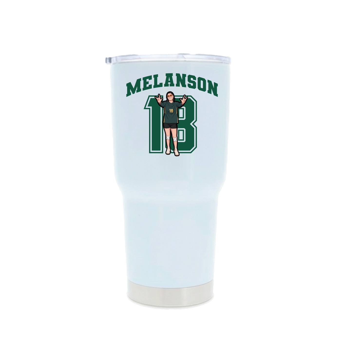 30oz Stainless Steel Tumbler — Number in White