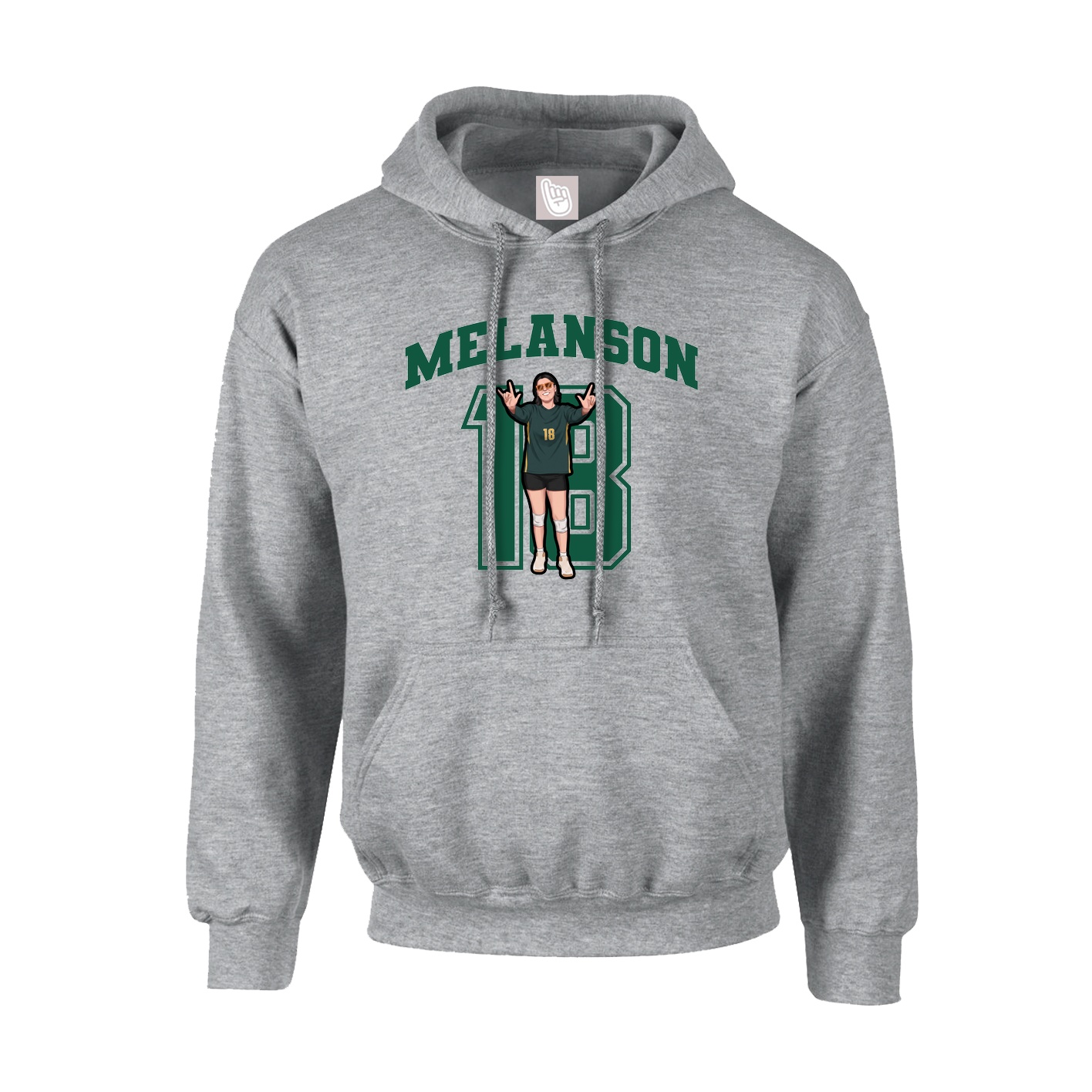 Youth Hoodie — Number in Grey