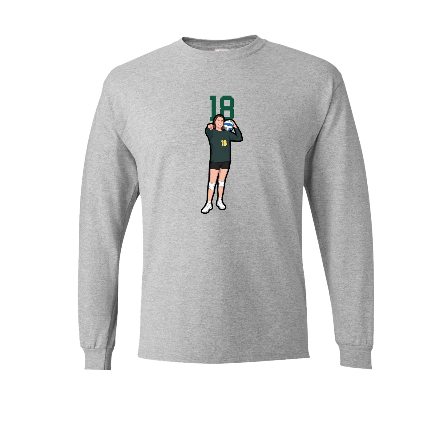 Long Sleeve Tee — Number Top in Grey