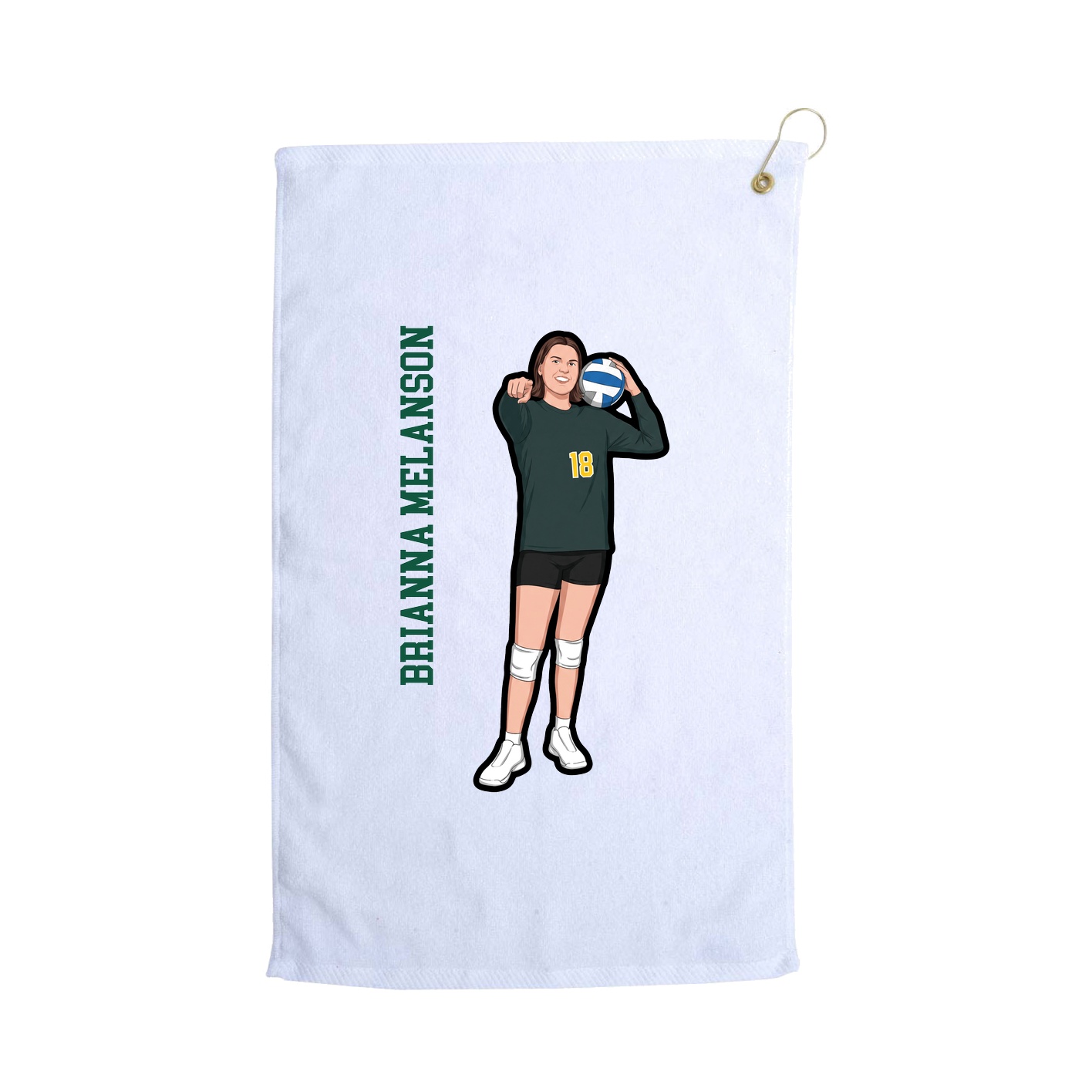 Golf Towel — Name Vertical in White