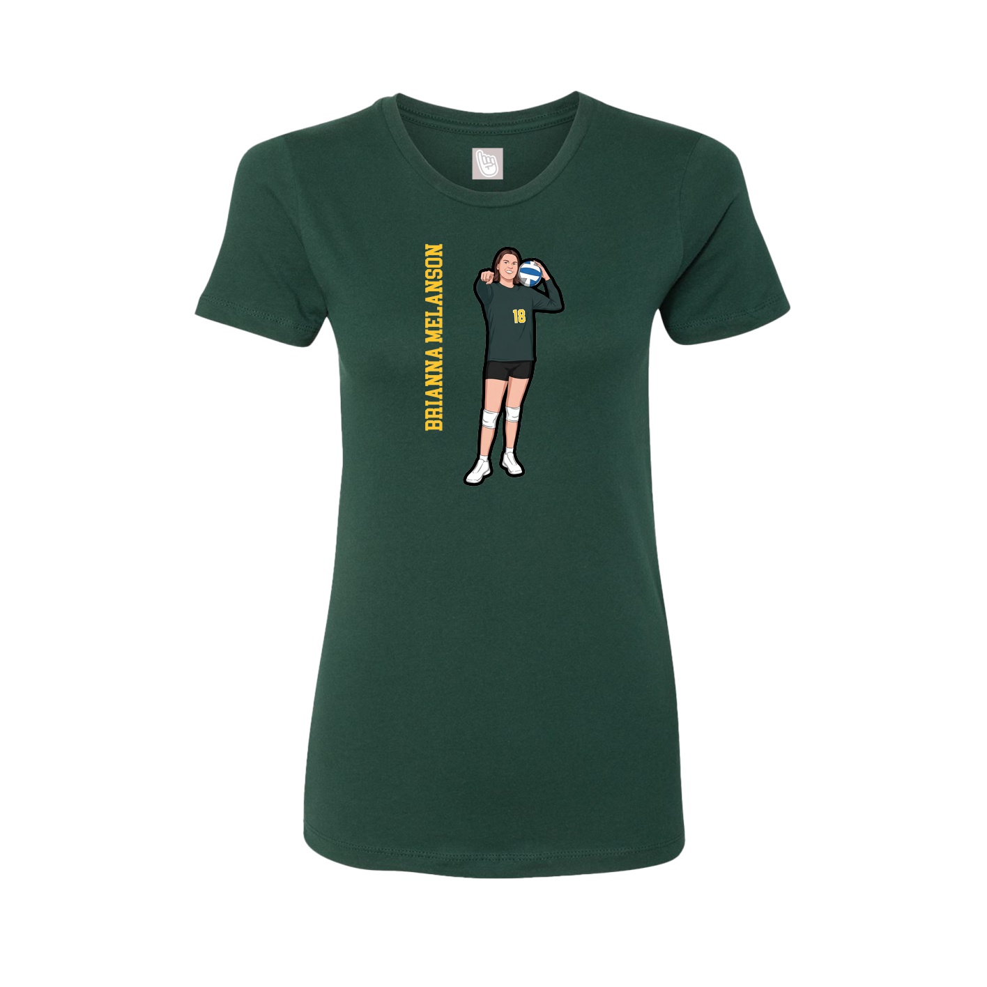 Fitted Women's Tee — Name Vertical in Green