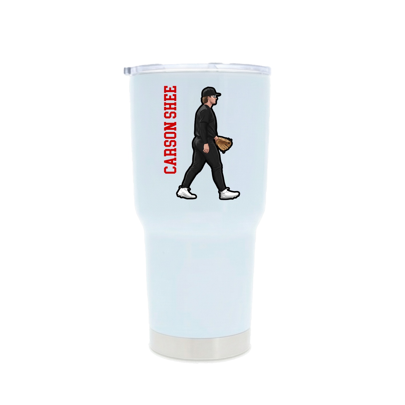30oz Stainless Steel Tumbler — Name Vertical in White