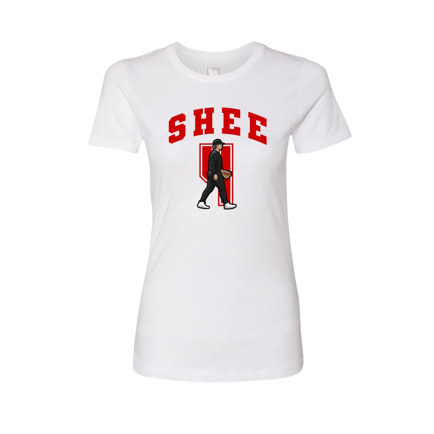 Fitted Women's Tee — Number in White