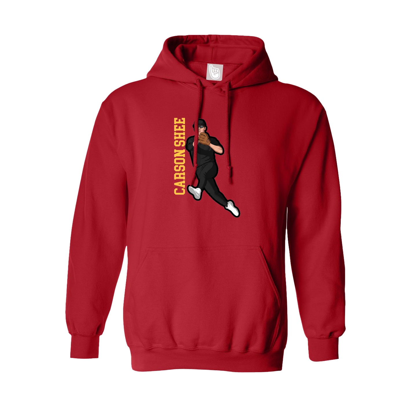 Youth Hoodie — Name Vertical in Red