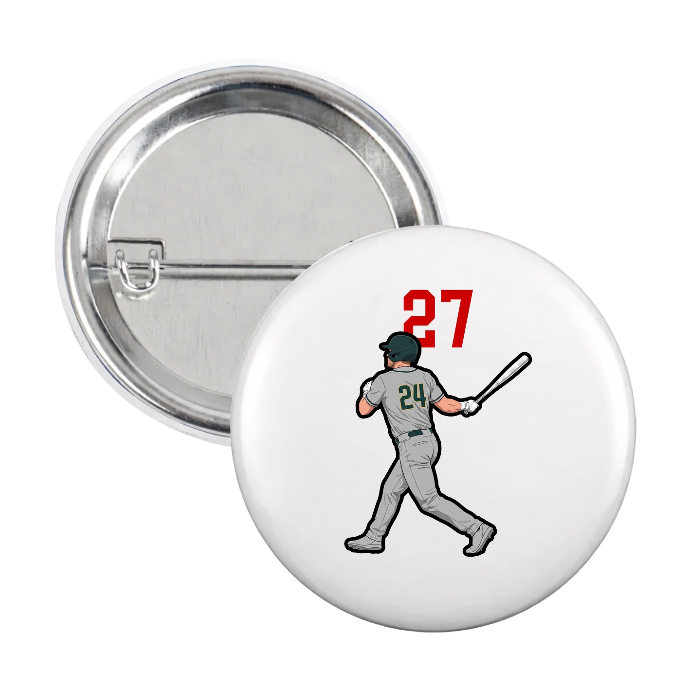 Game Day Button — Number Top in White