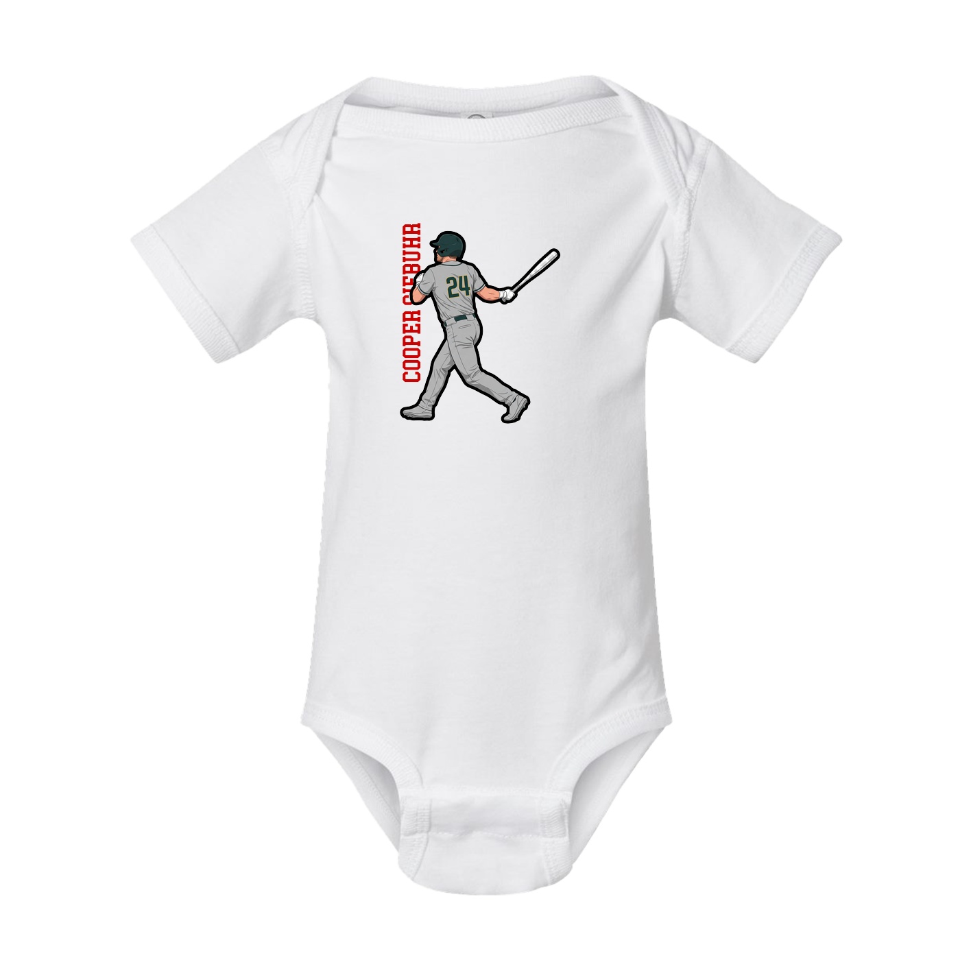 Baby Onesie — Name Vertical in White