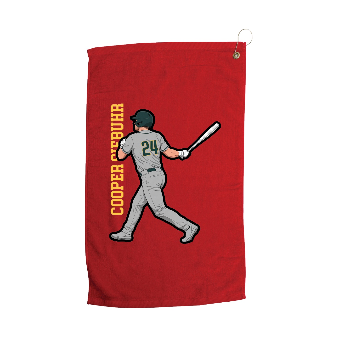 Golf Towel — Name Vertical in Red