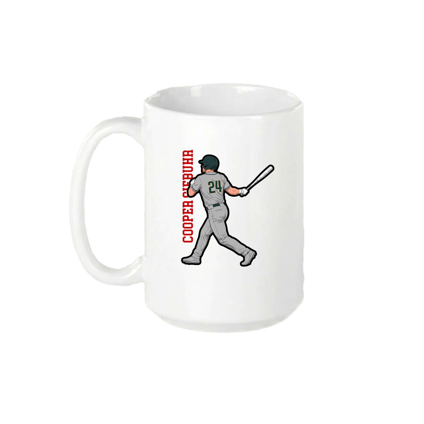15oz Coffee Mug — Name Vertical in White