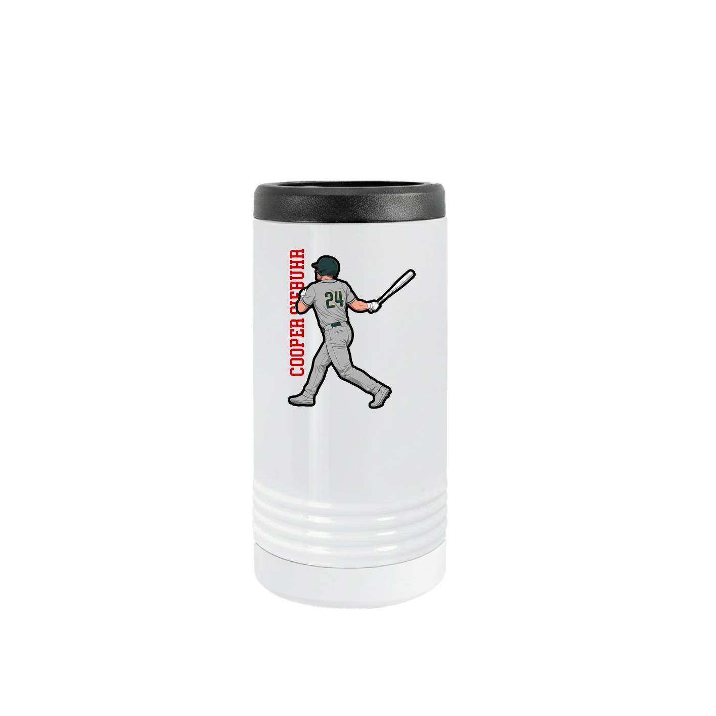 Slim Beverage Holder — Name Vertical in White