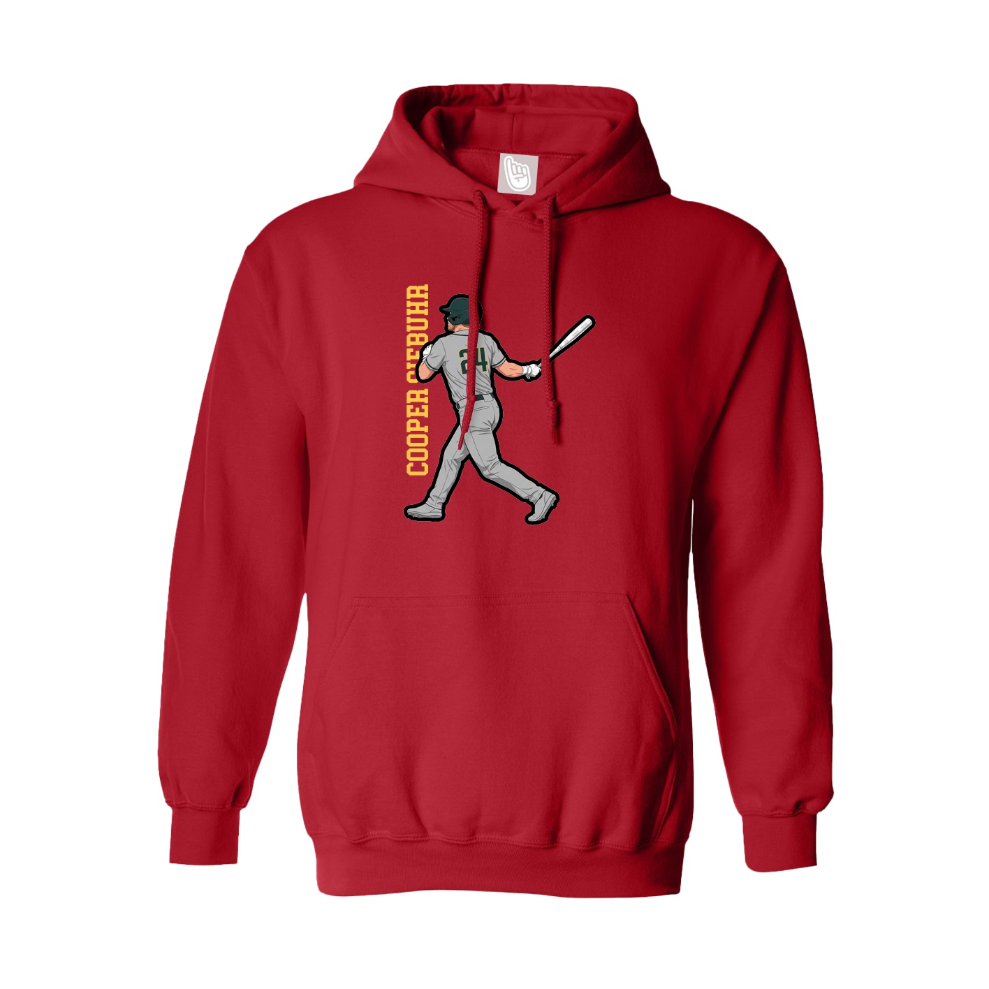 Youth Hoodie — Name Vertical in Red