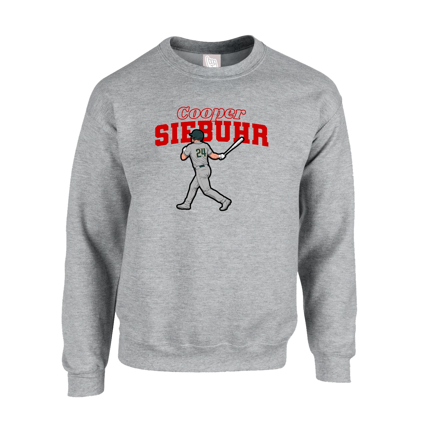Fleece Crew — Name Arch in Grey