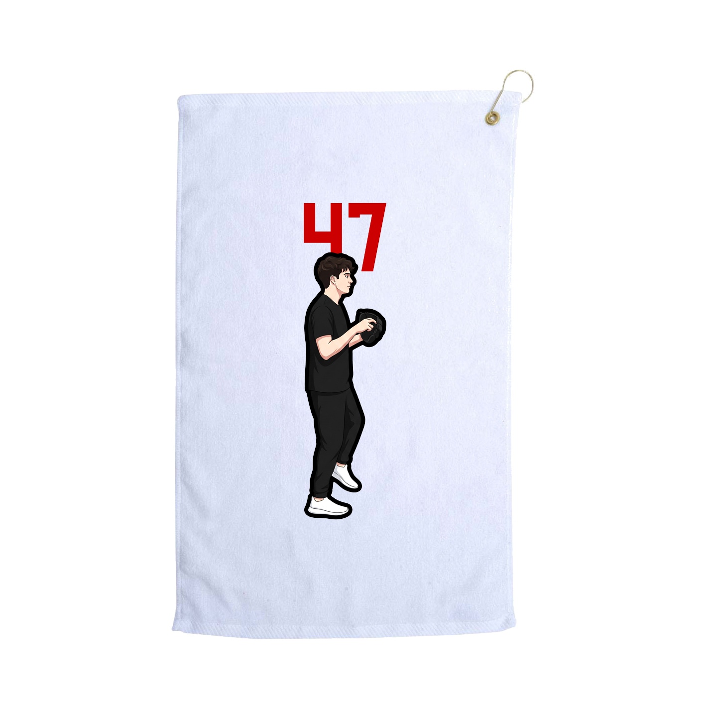 Golf Towel — Number Top in White