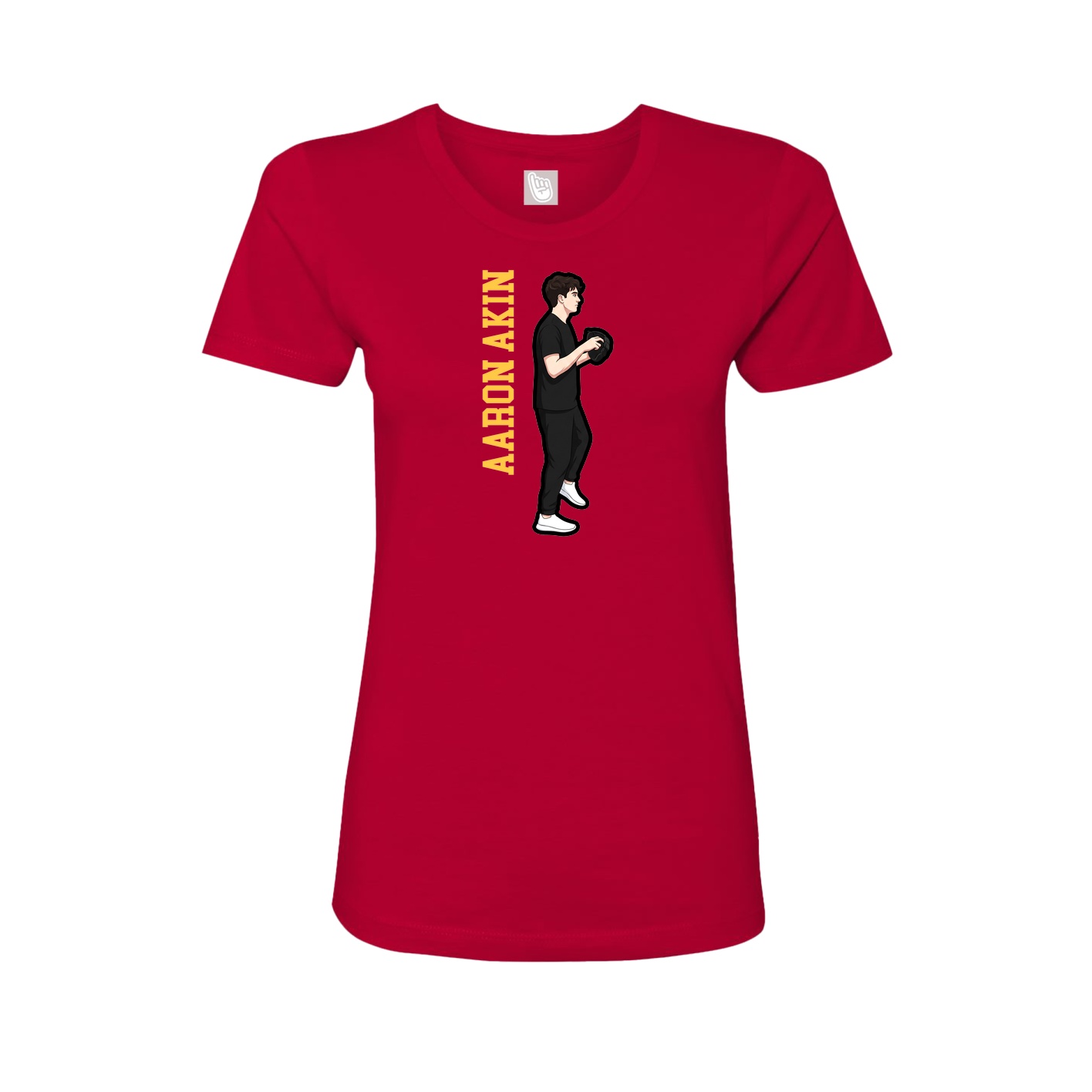 Fitted Women's Tee — Name Vertical in Red