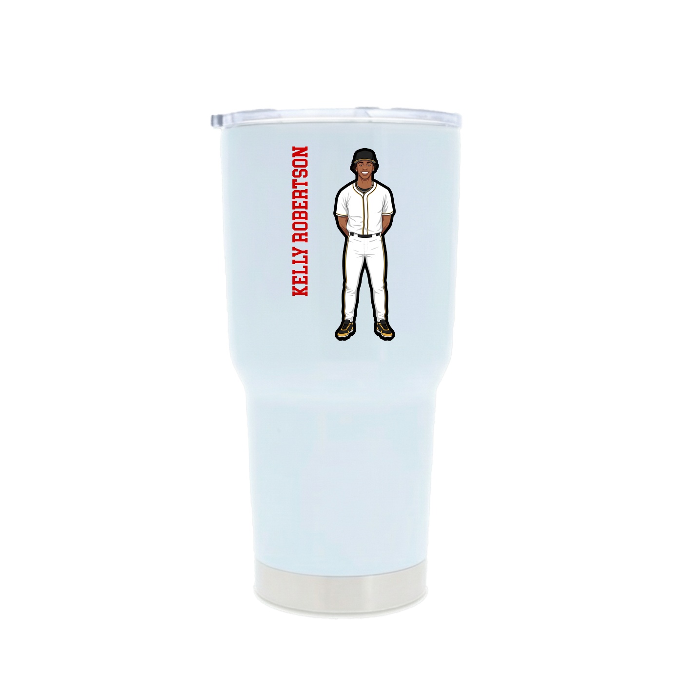 30oz Stainless Steel Tumbler — Name Vertical in White