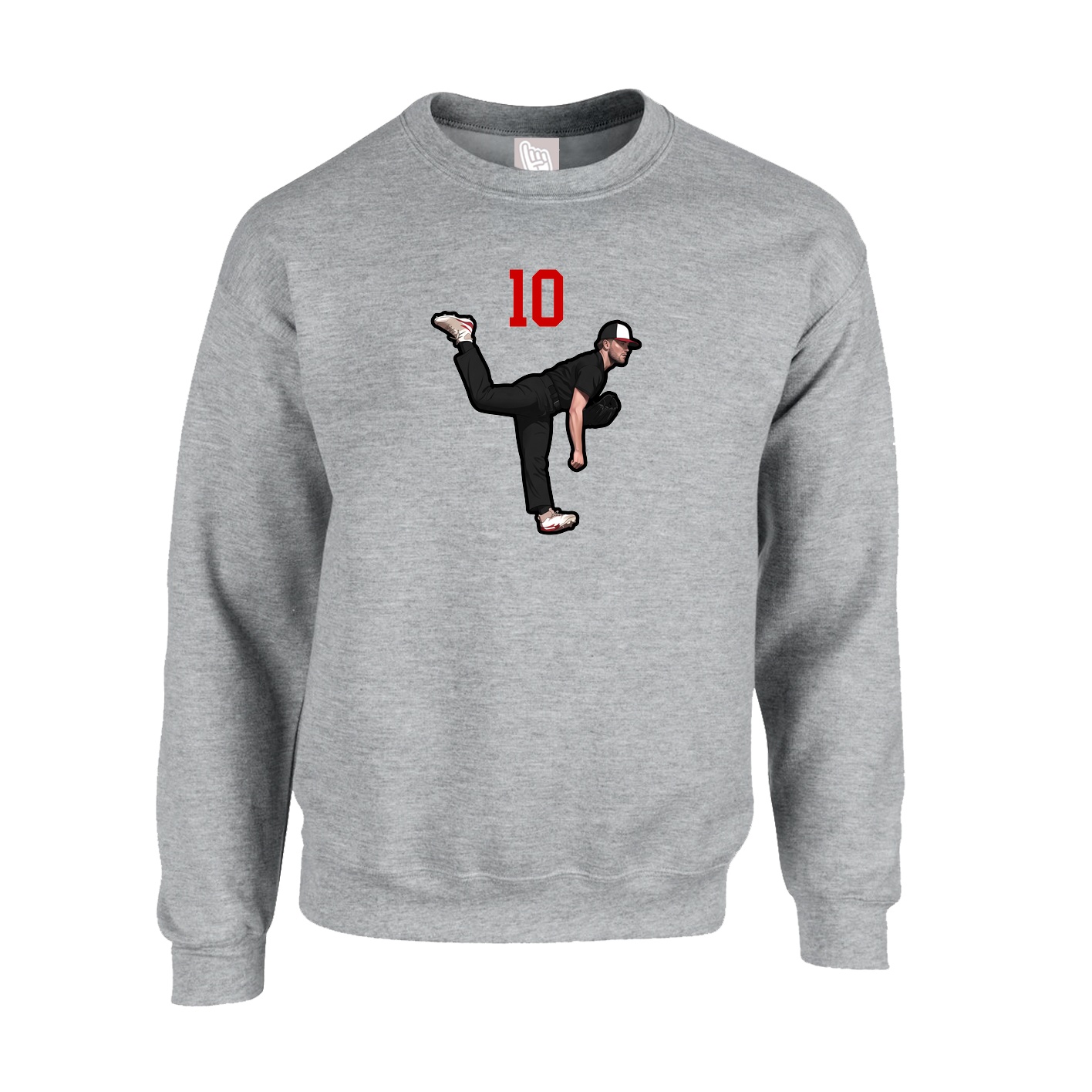 Fleece Crew — Number Top in Grey