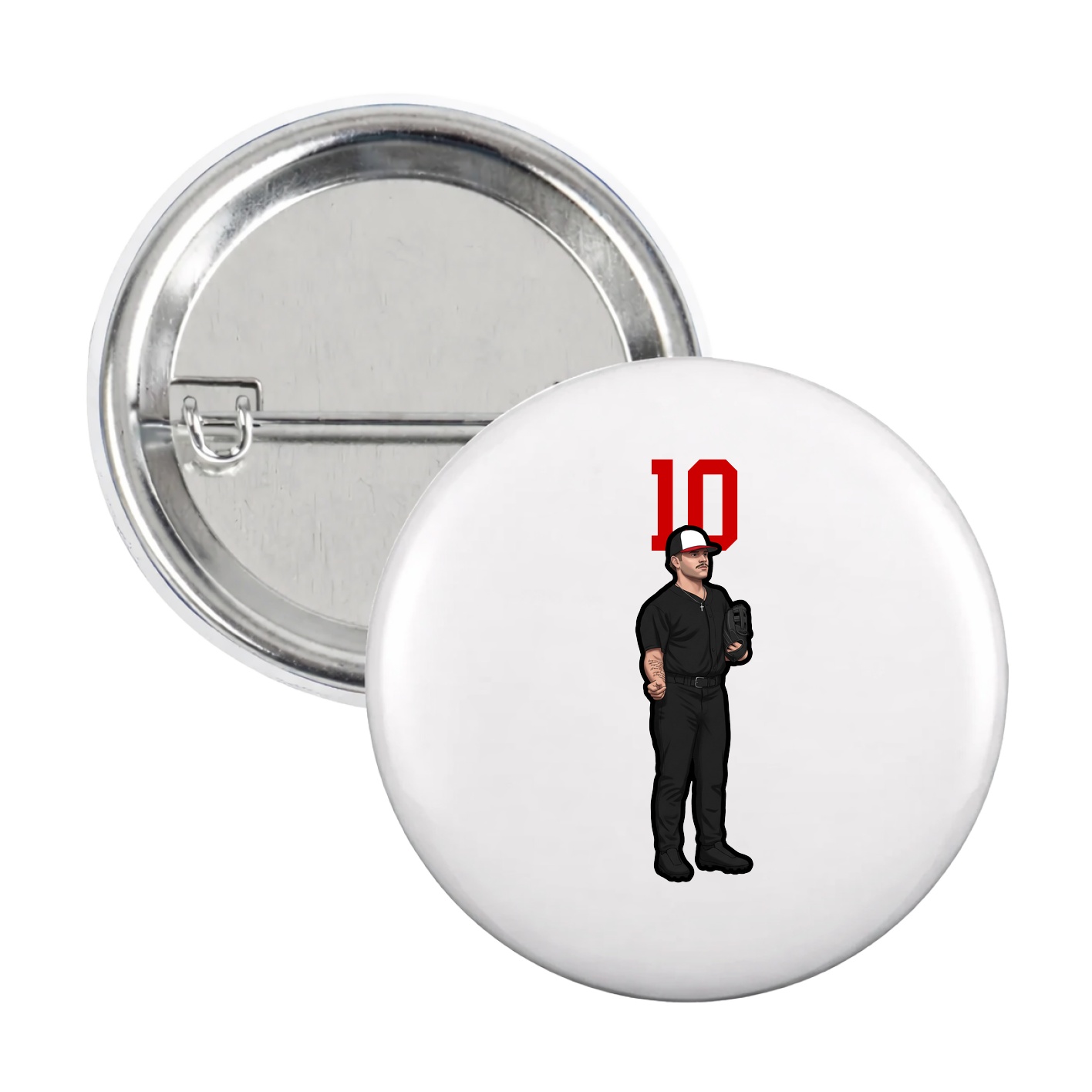 Game Day Button — Number Top in White