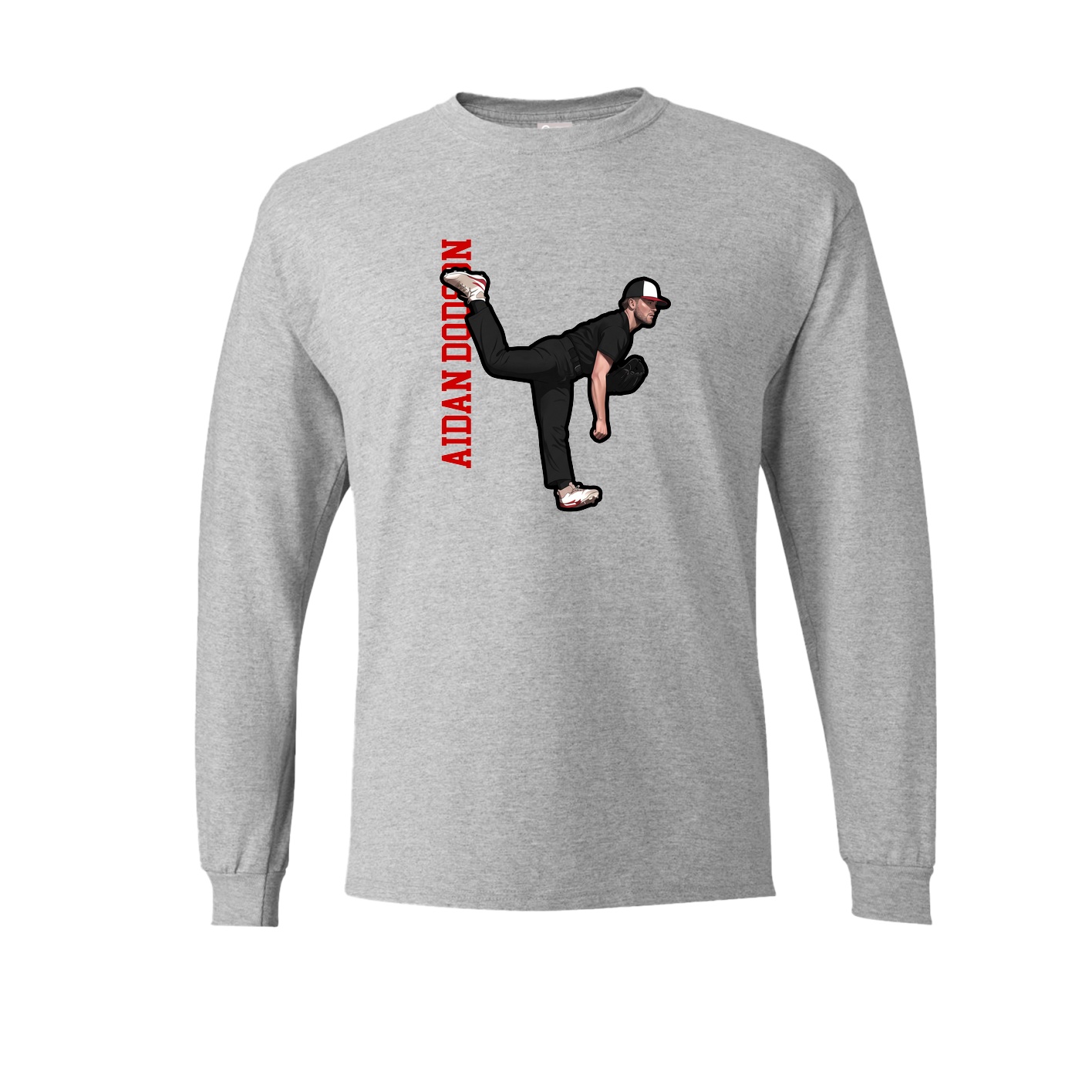 Long Sleeve Tee — Name Vertical in Grey
