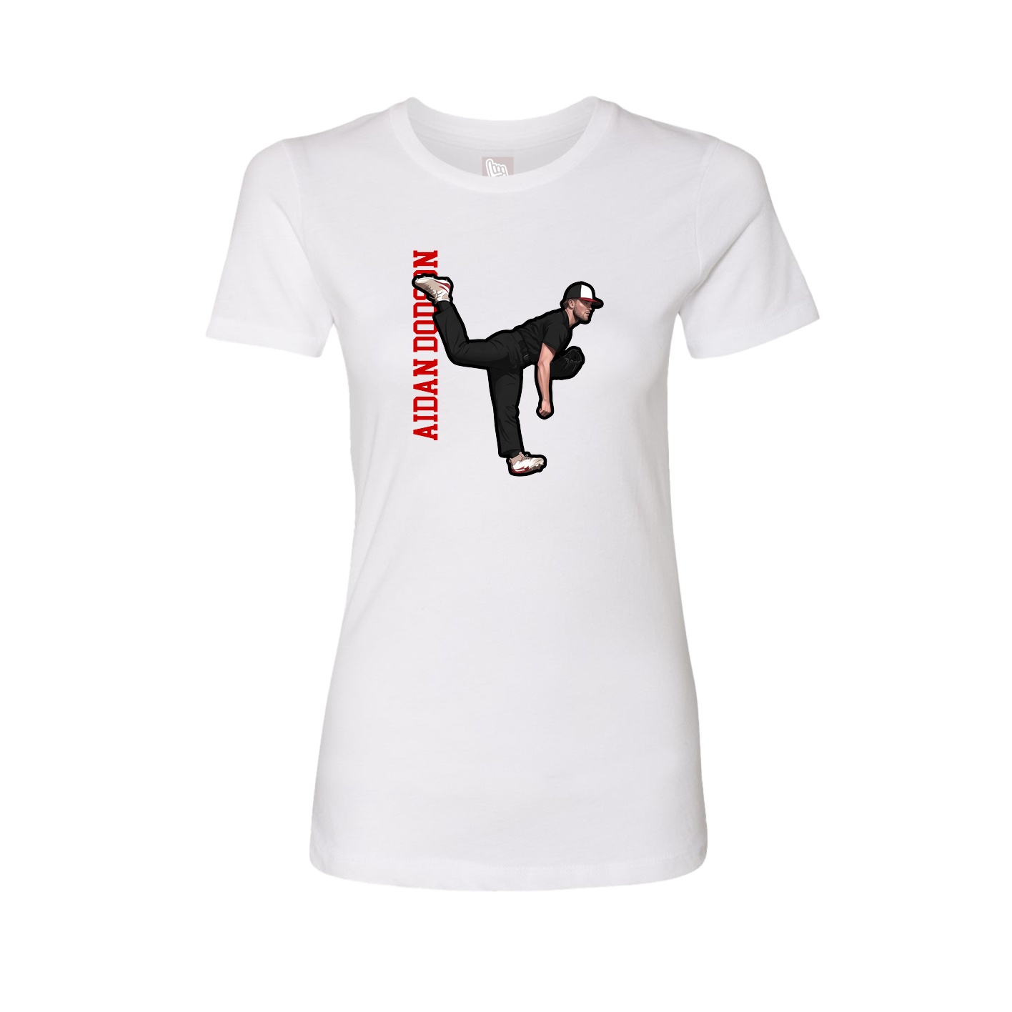 Womens Tee — Name Vertical in White