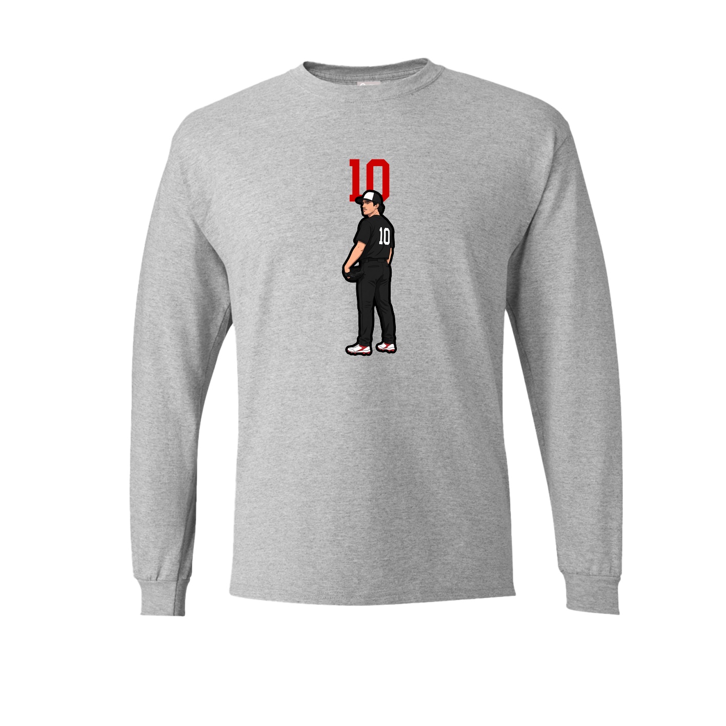 Long Sleeve Tee — Number Top in Grey