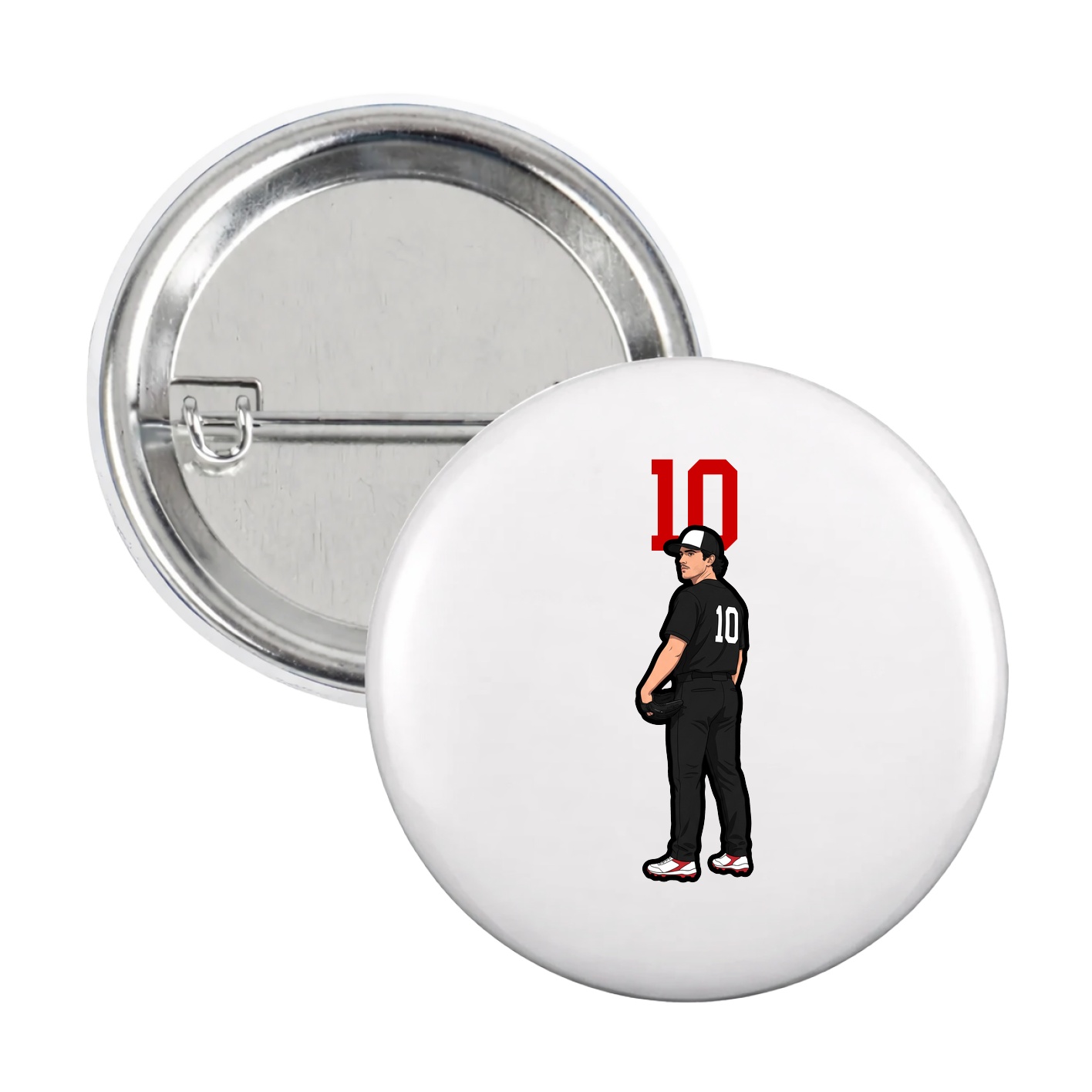 Game Day Button — Number Top in White
