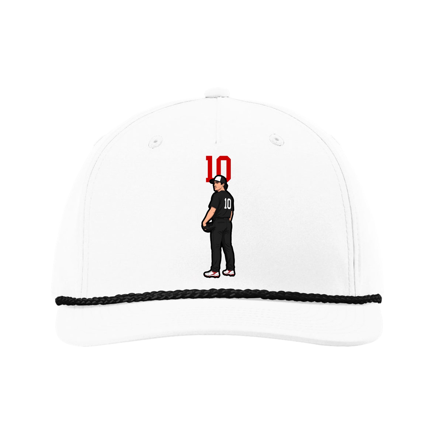 Five-Panel Classic Rope Cap — Number Top in White