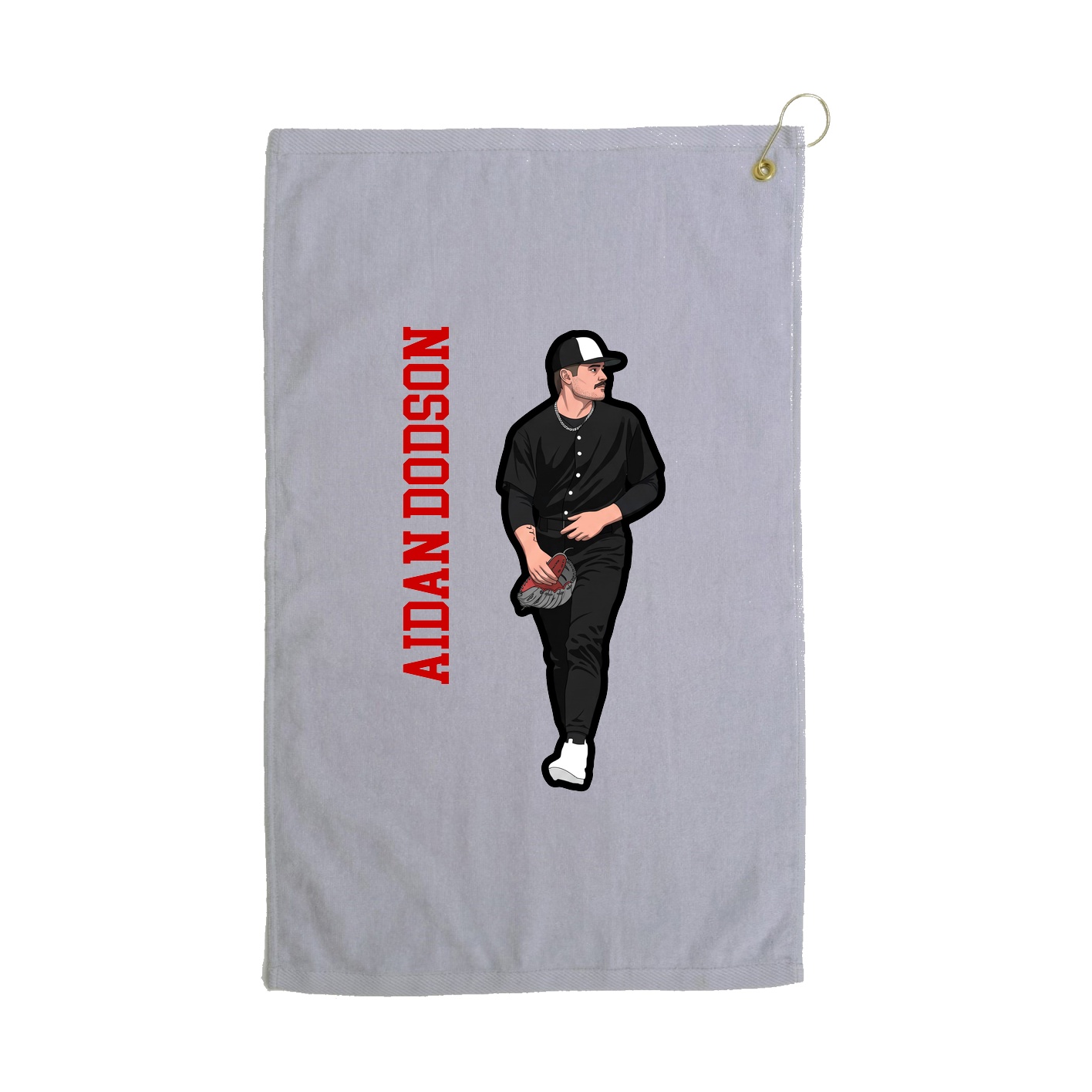 Golf Towel — Name Vertical in Grey